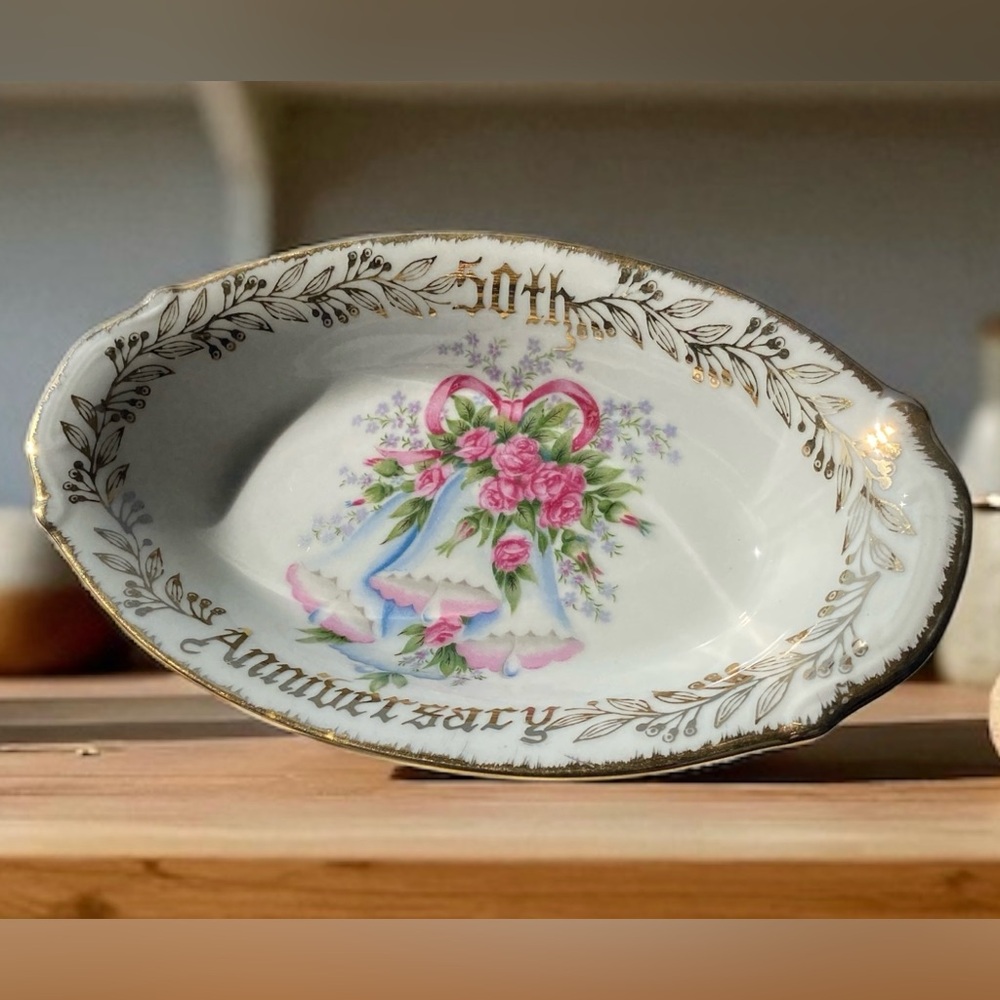 Vintage Norcrest Fine China 50th Anniversary Decorative Dish